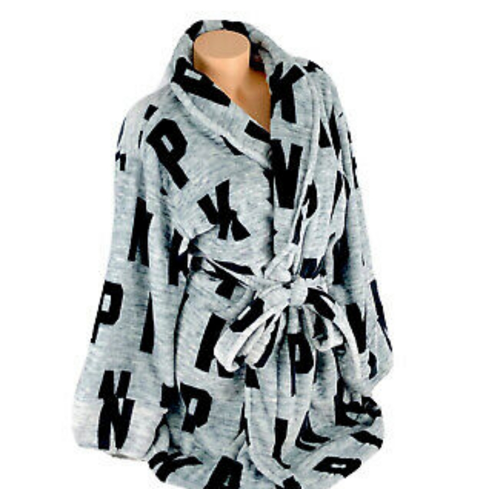 Victoria Secret PINK Cozy Robe Gray Size Medium/Large
